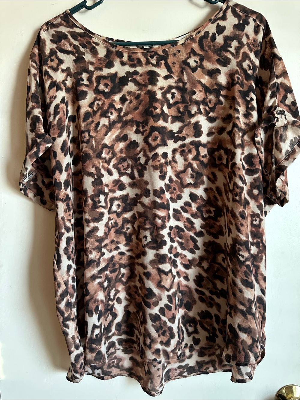 Maurices Brown and Black Leopard Short Sleeve Top